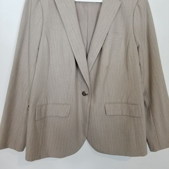 Talbots Women's Plus  Blazer Jacket Sz 16W Beige One Button Preppy Stretch - Picture 3 of 8